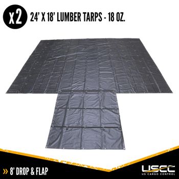18 oz. 3 Piece Lumber Tarp - 24' x 18' (8' Drop) for all 3 pieces - Black