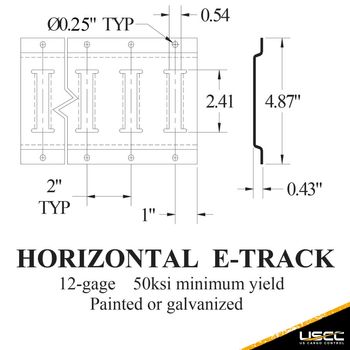 2' Horizontal Galvanized E Track (Box of 4)