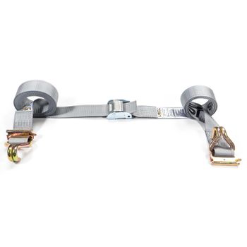 2'' X 16' Gray E-Track Cam Straps w/Spring E-Fittings and Wire Hooks