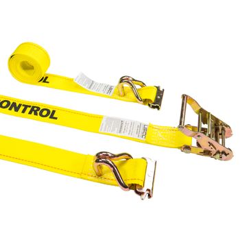 2'' X 12' Yellow E-Track Straps w/Spring E-Fittings and Wire Hooks