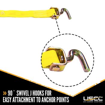 Wheel Strap with 3 Swivel J Hooks w/ 90 degree hook angle, Ratchet, and 3 Adjustable Rubber Cleats