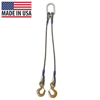 Wire Rope Sling - 2 Leg Bridle w/ Eye Hooks - 5/8