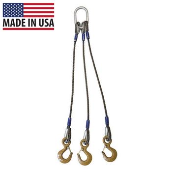 Wire Rope Sling - 3 Leg Bridle w/ Eye Hooks - 1