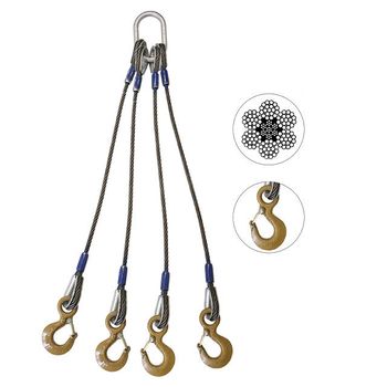 Wire Rope Sling - 4 Leg Bridle w/ Eye Hooks - 5/8